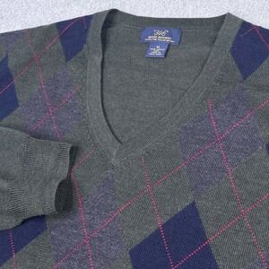 Brooks Brothers 100% Fine Merino Wool Vneck Argyle Pullover Sweater Men's XL